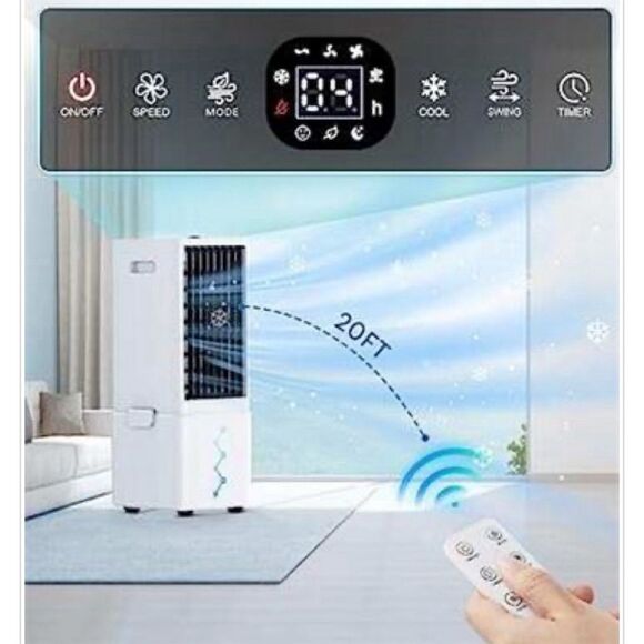 COOLECH 3-IN-1 Portable Evaporative Air Cooler with Remote Control - Picture 7 of 11